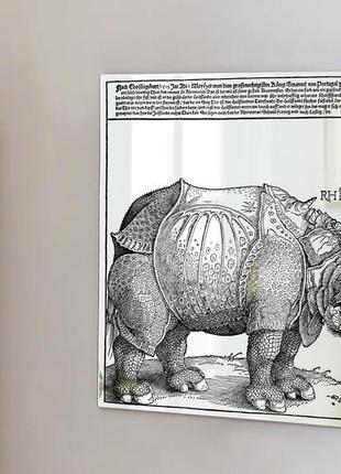 Дизайнерське дзеркало з гравюрою альбрехта дюрера "носоріг. rhinoceros" вінтажна прикраса інтер'єру8 фото