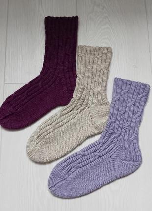 Вязаные носки с аранами (размер 35-38)2 фото