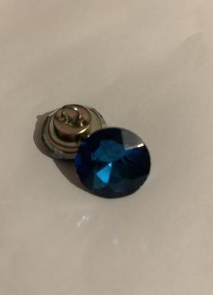 Меблевий ґудзик стрази "алмаз" 25 мм синій