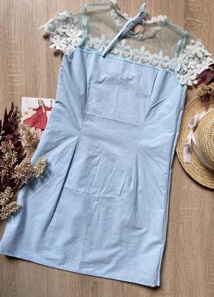 Прямое платье цвета baby blue6 фото