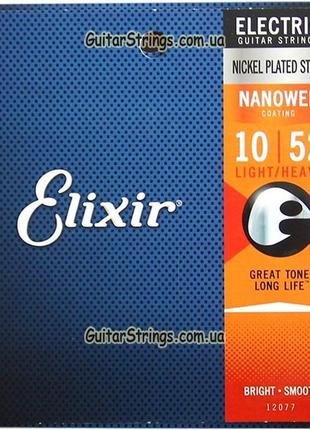 Струни elixir 12077 nanoweb light heavy 10-52