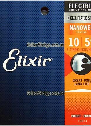 Струни elixir 12074 nanoweb 7-string light/heavy 10-59