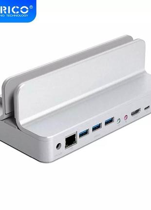 Orico док станція - type-c, usb 3.0, rj45, pd аудіо, usb hub