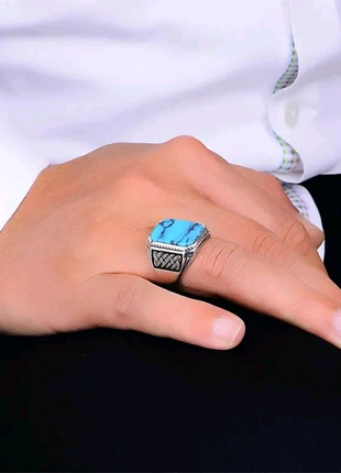 Кольцо на палец "синий мрамор" 10 (20р.)3 фото
