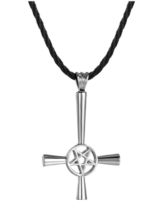 Підвіска - хрест св. петра (перевернутий) з пентаграмою5 фото