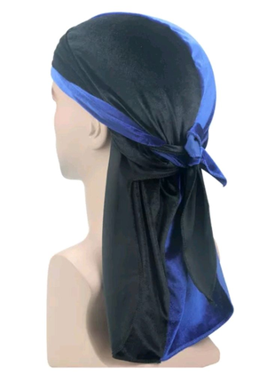 Durag, дюраг - вельветовый двухцветный, бандана, платок на голову1 фото