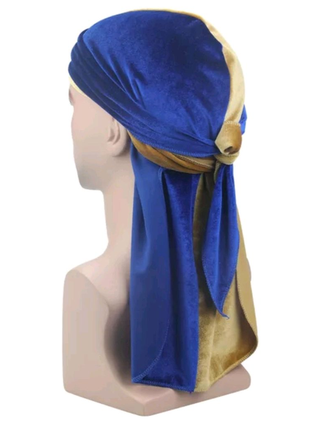 Durag, дюраг - вельветовый двухцветный, бандана, платок на голову1 фото