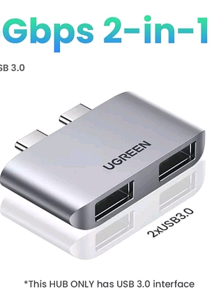 Ugreen usb 3.0 hub type-c 5gbps подвійний для macbook
