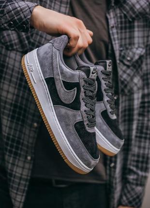 Мужские кроссовки nike air force lou luxury suede grey/black2 фото