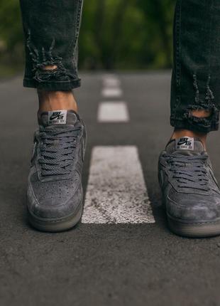 Мужские кроссовки nike air force lou luxury suede  «dark grey»5 фото