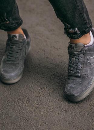 Мужские кроссовки nike air force lou luxury suede  «dark grey»7 фото