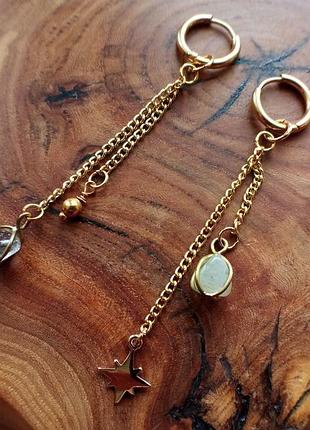 Серьги с рутиловым кварцем.