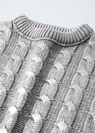 Укорочений свитер zara металізований светр zara, в’язана кофта zara укорочений светр на дівчинку 11/12 років. бренд zara.3 фото