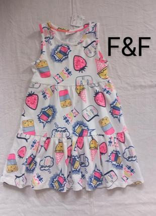 Нове котонове 👗👗 бренду f&f kids принт молозиво та полуниця uk 3-4 eur 98-104