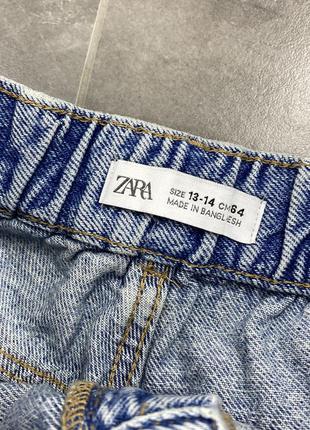 Шорты джинсовые синие рваные высокая посадка zara 13 14 лет 1643 фото