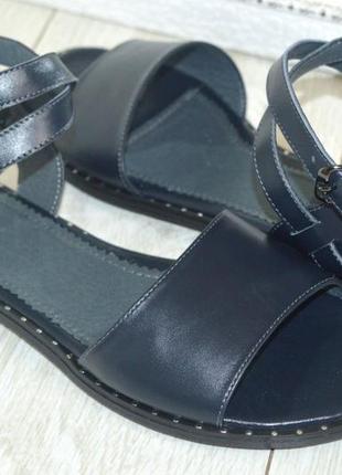 Жіночі шкіряні босоніжки сині натуральна шкіра замша під замовлення 36-44р всі кольори