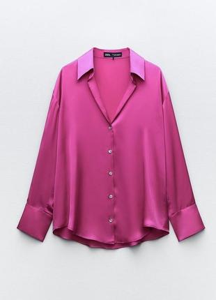 Сорочка блуза рубашка zara сатинова атласна2 фото
