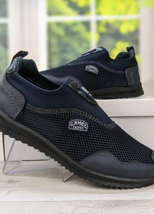 Кросівки мокасини чоловічі сині сітка dago style м29-01 3119-3