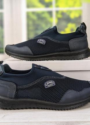 Кросівки мокасини чоловічі сині сітка dago style м29-01 3119-3