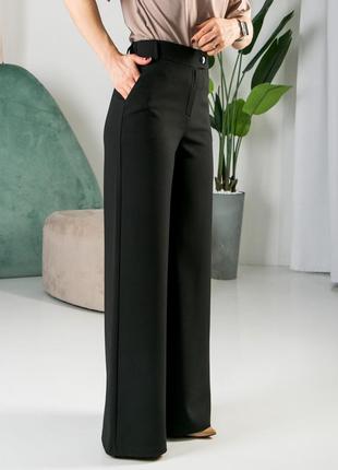 Черные молодежные брюки палаццо в деловом стиле больших размеров 42-545 фото