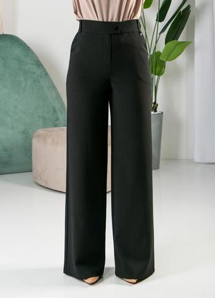 Черные молодежные брюки палаццо в деловом стиле больших размеров 42-542 фото