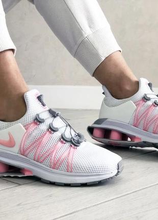 Акція! модні жіночі кросівки nike shox gravity, білі з рожевим4 фото