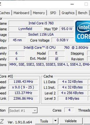 Мат. плата asus p7p55d-e + intel core i5 760 + 8 gb ddr3 teame...