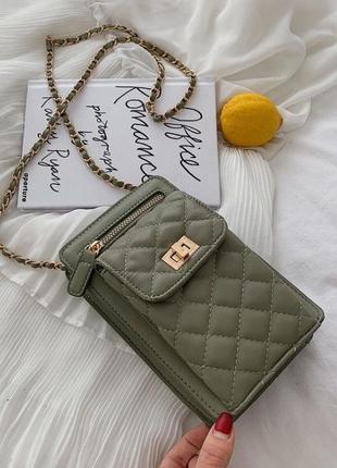 Женская мини сумочка клатч с цепочкой стеганная, маленькая сумка для девушек, модный женский кошелек-клатч5 фото