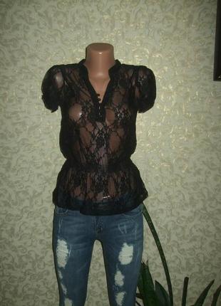Оригинальная гипюровая стречевая блуза h&m2 фото