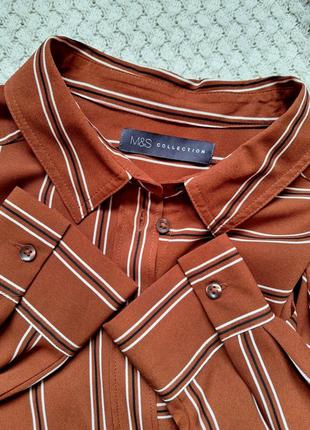 Сорочка marks&specer рубашка блуза блузка блузочка рубаха у смужку смугаста в полоску5 фото