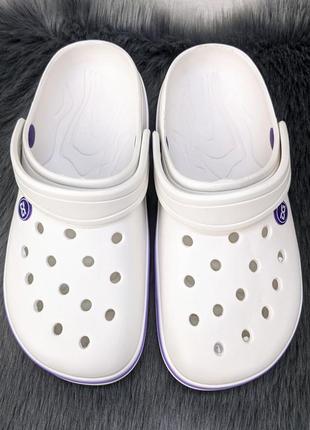 Сабо кроксы женские пена белые с фиолетовым даго стиль 43993 фото