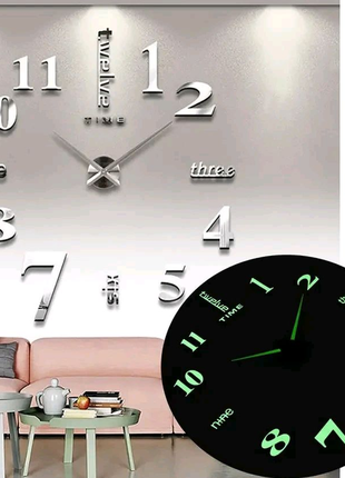 Большие настенные часы horloge 3d diy кварц (серые, черные)