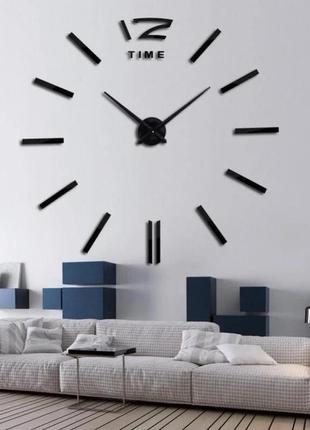 Великий настінний 3d годинник rias xz127 з арабськими чорними цифрами з глянцевою поверхнею