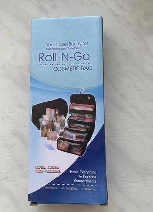 Органайзер для косметики roll n go компактний складаний, косметичка для подорожей розкладна чорна3 фото