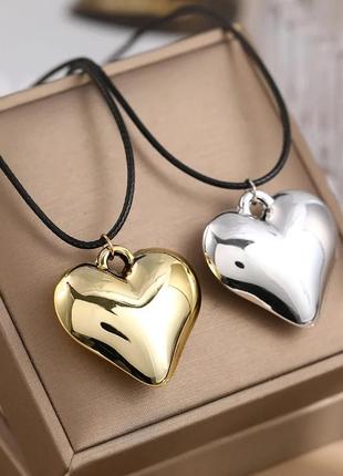Чокер на шнурке сердце шнурок подвеска сердечко