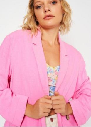 Новый пиджак stradivarius жакет лен вискоза пиджак блейзер розовый3 фото