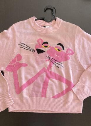 Женский свитер h&amp;m свитерик pink panther кофта h&amp;m. женский свитер h&amp;m розовая пантера размер s.5 фото