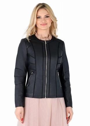 Куртка жіноча чорна косуха з екошкіри весна-осінь