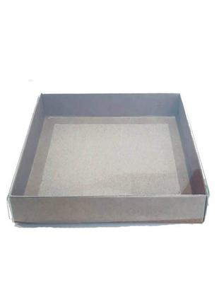 Коробка для пряников из крафтового картона с прозрачной крышкой, 200*200*35