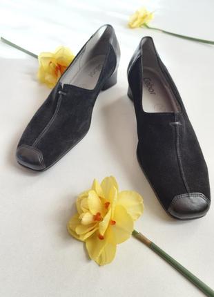 Замшеві класичні туфлі човники на маленькому каблуку gabor 🇩🇪 37-37,5 розмір6 фото