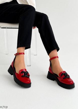 Туфли босоножки лоферы красные женские6 фото