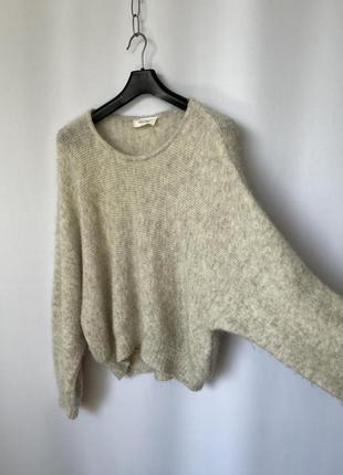 American vintage свитер кофта оверсайз бежевая серая кремовая альпака шерсть6 фото
