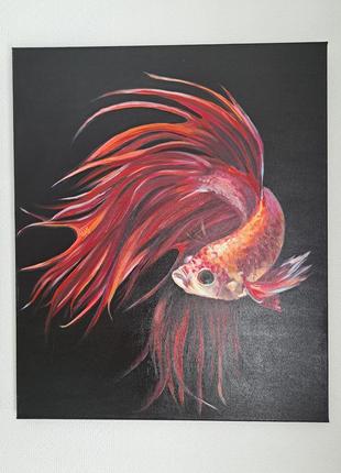 Картины маслом триптих рыбы, лучший подарок для вашего интерьера.3 фото