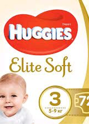 Подгузники huggies elite soft 3 (5-9кг) 72шт1 фото