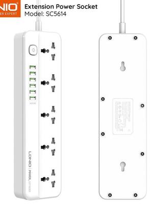 Подовжувач ldnio sc5614 мережевий фільтр qc заряджання 5 220 + 6