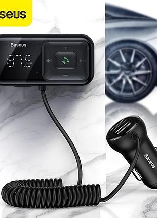 Трансмиттер baseus t typed s16 fm mp3 aux модулятор зарядка ro...
