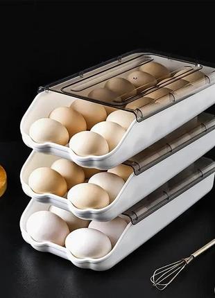 Лоток для яиц контейнер полка подставка egg tray ly-382 органайзер для хранения яиц пластиковый с крышкой9 фото