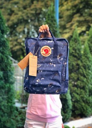 Крутой рюкзак портфель fjallraven kanken синий с принтом3 фото