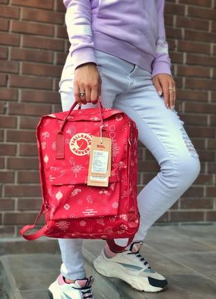 Стильный рюкзак портфель fjallraven kanken красный с принтом2 фото