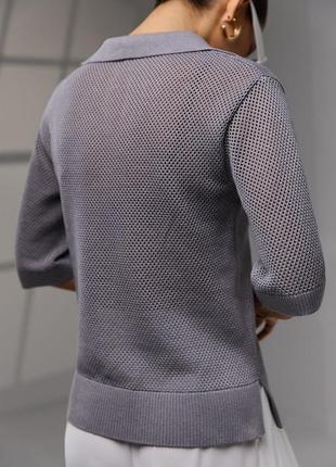 Джемпер сетка с воротником поло, модель 2729 trikobakh, цвет серый4 фото